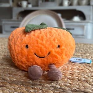 Jellycat Orange Plush with Green and Brown Accents